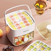 cheap Kitchen Appliances-48 Compartment Easy Lid Ice Cube Dispenser - Large Capacity Double Tier Design Food Grade Plastic Freezer Storage Tray for Whiskey &amp; Cocktails Essential Kitchen Gadgets