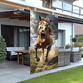 billige Dørdeksler-Morsomme dyre dekorasjoner dørdeksler hest dørtapet dørgardin dekorasjon bakgrunn innendørs/utendørs dørbanner inngangsdøren landsbygård