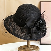 billiga Festhattar-Hattar polyester solhatt semester teparty hästkapplöpning cocktail elegant vintage solskydd med fjäder blommigt huvudbonad