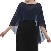 abordables enveloppes d&#039;invité de mariage-Écharpe Femme Élégant Sans manches Chiffon Boléros de Mariage Avec Couleur unie Pour Soirée Printemps &amp; Été