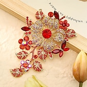 abordables Suministros para la fiesta-1 pieza/juego de exquisito broche de flor de rosa de cristal colorido brillante para niñas, alfiler de vestido de noche para damas, accesorios de moda para bodas