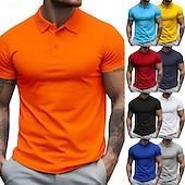 baratos Polo Clássico Masculino-Homens Camisa de golfe Camisas Polos de Golfe Trabalho Casual Lapela Manga Curta Básico Moderno Tecido Botões Verão Normal Preto Branco Amarelo Vermelho Azul Marinha Azul Royal Camisa de golfe