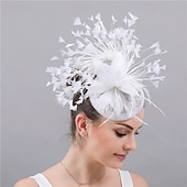 abordables Fascinators-accessoire Imitation Lin Plumes Mariage Soirée Élégant Mariage Avec Plume Casque Couvre-chef