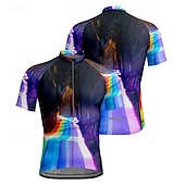 abordables Maillots pour hommes-Homme Maillot de cyclisme Manche Courte Cyclisme T-shirt Maillot avec 3 poches arrière VTT Vélo tout terrain Respirant Séchage Rapide Design Anatomique Évacuation de l&#039;Humidité Noir Arc-en-ciel Des