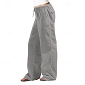 cheap Plain Cotton Linen Pant-Women&#039;s Cotton Linen Pants Slacks Streetwear Casual Full Length Natural Plain Pocket Elastic Drawstring Design Outdoor Comfortable Daily Wear Going out Depression Green Dark Brown Light Sky Blue Navy
