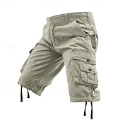 baratos Clássico-Homens Shorts táticos Capri Cargo Shorts Bermuda Cargo Calção Shorts de Trilha Botões Bolso multi Tecido Vestível Comprimento da panturrilha Ao ar livre Diário Acampar e Caminhar Moda Clássico Preto
