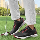 preiswerte Herren Golfschuhe-Herren Performance Golf Sneaker in Weiß mit roten Schnürsenkeln, atmungsaktive Mikrofaser, ideal für Amateurgolfer