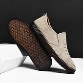 Χαμηλού Κόστους Slip-On Καθημερινά Παπούτσια-ανδρικά μπεζ σουέτ slip-on loafers – χειροποίητα casual παπούτσια μοκασίν για καθημερινή χρήση
