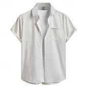 economico camicia da uomo con bottoni-Per uomo Camicia Camicia Estiva Camicia casual Camicia da Spiaggia Camicia con Bottoni Bianco Verde Blu scuro Azzurro Manica Corta A righe Colletto a Camicia Vacanza Camicia hawaiana Abbigliamento