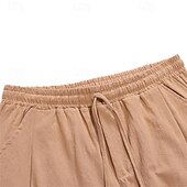 baratos Clássico-Homens Calção Shorts de linho Shorts de verão calções capri Shorts de praia Bolsos Com Cordão Cintura elástica Tecido Conforto Respirável Comprimento da panturrilha Férias Feriado Praia Havaiana Boho