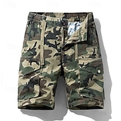 preiswerte Klassiker-Herren Cargo-Shorts Shorts mit Camouflage-Muster Shorts Sommershorts Kordelzug Elastischer Bund Mehrere Taschen Tarnung Komfort tragbar Knielang Outdoor Sport Täglich Mode Lässig Blau Khaki