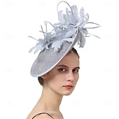 baratos Capacete de Casamento-Peça para Cabeça Sinamay Casamento Festa de Noite Elegante Casamento Com Penas Capacete Chapéu