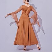 billige Standard ballroom-Ballroom-dans Kjole Krystall / Rhinstein Tvinning Dame Ytelse Trening Langermet Netting Melkefiber