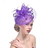 levne Fascinátory a klobouky-Fascinátory Organza Baret 30. léta Se širší krempou Dovolená Čajový dýchánek Kentucky Derby Dostih Dámský den Elegantní Vinobraní Jednoduchý S Peří Čistá Barva Přílba Pokrývky Hlavy