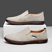 preiswerte Herrenpantoletten &amp; -slipper-Herren Slipper aus braunem Wildleder - atmungsaktive, ausgehöhlte Freizeitschuhe für Sommer und Arbeit