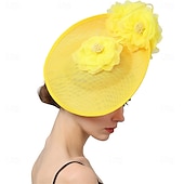 billige Coiffer-Hodeplagg Stoff Fedora-hatt Bryllup Fødselsdag Temafest Hesteveddeløp Elegant Vintage Søt Med Fjær Blomsterhodeplagg
