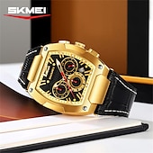 abordables Montres à quartz-Montre à quartz SKMEI pour homme luxe grand cadran montre d&#039;affaires extérieure chronomètre lumineux calendrier montre en cuir étanche