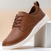 cheap Men&#039;s Sneakers-Men&#039;s Navy Blue Leather Oxford Shoes – Classic Lace-Up Dress Shoes for Business &amp; Formal Events