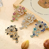 abordables Suministros para la fiesta-1 pieza/juego de exquisito broche de flor de rosa de cristal colorido brillante para niñas, alfiler de vestido de noche para damas, accesorios de moda para bodas