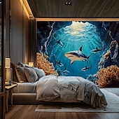 cheap Ocean Beach Tapestry-Landscape Ocean Undersea Hanging Tapestry Wall Art Large Tapestry Mural Decor Photograph Backdrop Blanket Curtain Home Bedroom Living Room Decoration