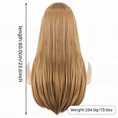 baratos Perucas Sintéticas sem Touca-Perucas sintéticas Ondas Soltas Kinky Liso Corte em Camadas Com Franjas Fabrico à Máquina Peruca 24 polegadas A1 A2 Cabelo Sintético Mulheres Clássico Confortável Cores Gradiente Âmbar Marrom