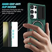 お買い得  サムスン用ケース-Samsung Galaxy S24 Ultra Plus S24 FE S23 Ultra Plus S22 Plus Ultra用電話ケーススタンドホルダー付きマグネットサポートワイヤレス充電レトロPC