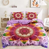 abordables 100% algodón-Juego de Funda de Edredón Bohemio Corazón 100% Algodón Suave y Transpirable Ropa de Cama con Impresión Cubierta de Edredón Ligera y Duradera Cómoda para Todas las Estaciones Fácil de Cuidar