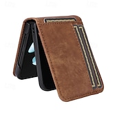 cheap Samsung Cases-Phone Case For Samsung Galaxy Z Flip 6 Z Flip 5 Z Flip 4 Z Flip 3 Back Cover Card Slot Shockproof Retro TPU PU Leather