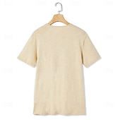 preiswerte Lässiges Henley-T-Shirt-Herren T Shirt Henley Shirt T-Shirt Glatt Henley Strasse Urlaub Kurze Ärmel Taste Bekleidung Designer Basic Moderne zeitgenössische