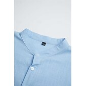 economico Strada-Per uomo Camicia di lino Camicia con colletto alla coreana Camicia popover Camicia casual Camicia da Spiaggia Semplice Vacanza Casuale Bianco Blu Arancione Verde militare Manica Corta Collo alla