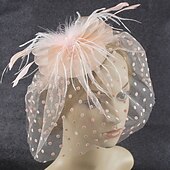 levne Fascinátory-Fascinátory Polyester 30. léta Se širší krempou Závojový klobouk Čajový dýchánek Kentucky Derby Dostih Dámský den koktejl Elegantní Vinobraní Jednoduchý S Peří MiniSpot Přílba Pokrývky Hlavy