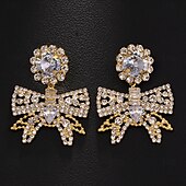billiga Örhängen-Dam Dubb Örhängen geometriska Dyrbar Rosett Elegant Mode Personlig Diamantimitation örhängen Smycken Silver / Brun Till Bröllop Fest Gåva 1 par