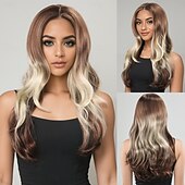 お買い得  トレンドの合成ウィッグ-人工毛ウィッグ ウェーブ 弾丸カール ミドル部 レイヤード・ヘアカット 機械製 かつら 26 インチ A1 合成 女性用 弾性ある 快適 カラーグラデーション ブロンド