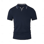economico T-shirt e Canottiere Elite da Uomo-Per uomo Maglietta Manica Corta Colletto ripiegato Scollo a V Estate Primavera Maglieria Vacanza Vintage con finiture bianche Scuola Allenamento All&#039;aperto Bianco Blu marino Grigio chiaro Maglietta