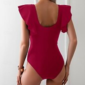 abordables Maillots de bain une pièce-Femmes Maillots de Bain Une Pièce Maillot de bain Patchwork Tropical Tenues de plage Bloc de Couleur Fil en V Sans manches Maillots de bain