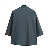 cheap Business Casual-Men&#039;s Shirt Linen Shirt Casual Shirt Cotton Shirt Bird Vacation Holiday Black Wine Navy Blue Gray Long Sleeve V Neck Summer Clothing Apparel Embroidered
