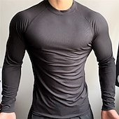 economico magliette di base-Per uomo Maglietta Camicia a Maniche Lunghe Manica Lunga Girocollo Primavera &amp; Autunno Semplice Moda Designer Essenziale Patchwork Vacanza Streetwear Uscire Nero Bianco Ciano Maglietta Top per Uomo