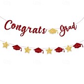 economico Decorazione di Laurea-sfondo per festa di laurea, striscioni e festoni con la scritta &quot;congratulazioni laurea&quot;, decorazioni per cerimonia di laurea, gagliardetti e striscioni appesi per festa