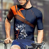 baratos Camisolas masculinas-Homens Camisa para Ciclismo Tigre Manga Curta Moto Camiseta Camisa / Roupas Para Esporte com 3 bolsos traseiros Ciclismo de Montanha Secagem Rápida Design Anatômico Capilaridade Respirável Esportes