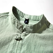 economico Strada-Per uomo Camicia Camicia di lino Camicia Estiva Tinta unica Vacanza Streetwear Bianco Giallo Blu marino Manica Lunga Abbigliamento