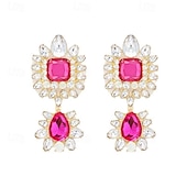 ieftine Cercei-Pentru femei Cercei cu herghelie Cercei Picătură Pară Picătură Prețios Elegant Stilat Artistic Diamante Artificiale cercei Bijuterii Fucsia Pentru Nuntă Petrecere Bal 1 pereche