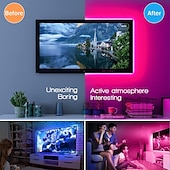 abordables Decoración y lámparas de noche-Tira de luces decorativas coloridas con control remoto por infrarrojos y aplicación de 24 teclas LED de ambiente, adecuada para iluminación de ambientes de salas de estar y dormitorios