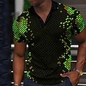 cheap Men&#039;s Geometric Polo-Men&#039;s Geometric Polo Shirts Golf Shirt Short Sleeve Polo Shirts Collared Shirts Casual Vacation Wear Formal Wear Festival Wear Buttons 3D Print Black Yellow Pink