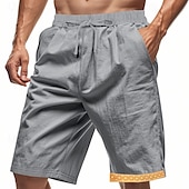 economico Classico-Per uomo Shorts Shorts di Lino Pantaloncini Estivi Shorts da Spiaggia Patchwork Coulisse Elastico in vita Semplice Comodità Traspirante Lunghezza al ginocchio All&#039;aperto Quotidiano Ferie Moda Hawaiano