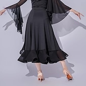 voordelige Oefen Kleding-Ballroomdansen Rokken Pure Kleur Gesplitst Dames Prestatie Opleiding Netstof Melkvezel