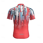 abordables Maillots pour hommes-Homme Maillot Velo Cyclisme Manche Courte Cyclisme Tee-shirt Maillot avec 3 poches arrière VTT Vélo tout terrain Respirable Séchage rapide Conception anatomique Mèche Rose foncé Pourpre foncé Rouge