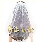 cheap Wedding Decorations-Bridal Veil for Bride-to-Be, Double Layer Veil for Bachelorette Party, Wedding Dress Veil with Hairpiece for Bride
