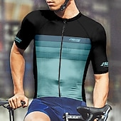 tanie Męskie koszulki-Męskie Koszulka rowerowa Gradient Krótki rękaw Rower Tee Tshirt Dżersej z 3 tylnymi kieszeniami Kolarstwo górskie Szybkie wysychanie Anatomiczny kształt Odprowadzające wilgoć Oddychający Sport Żółty