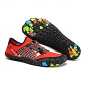 economico Sneakers Casual-scarpe da ginnastica da uomo a piedi nudi - rosso brillante, suola robusta, design senza lacci - perfette per escursioni e avventure all'aria aperta