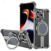 Недорогие Чехлы для iPhone-телефон Кейс для Назначение iPhone 16 Про Макс Плюс Айфон 15 Про Макс Плюс iPhone 14 13 12 Pro Max Plus Кейс на заднюю панель со стендом Магнитный Поддержка беспроводной зарядки Ретро Металл